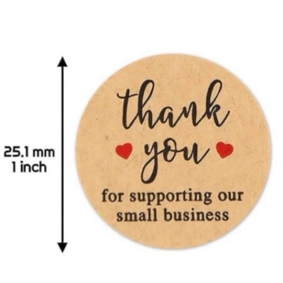 1000 Count “Thank You for Supporting Our Small Business” 1” Round Kraft Stickers - Picture 3 of 12